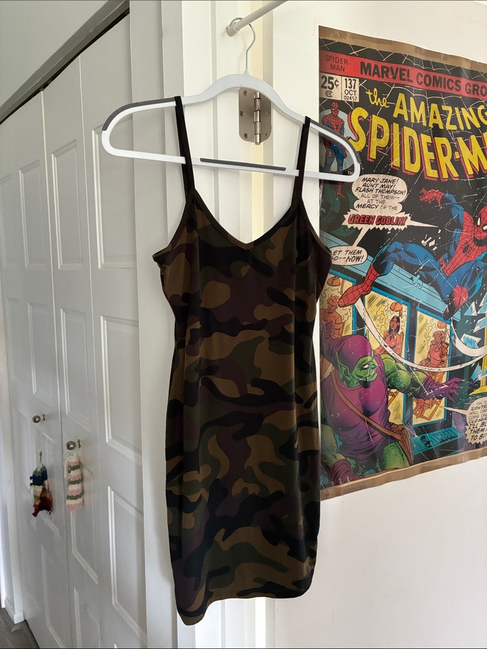 Women's Camo Slip Dress - Olive Green